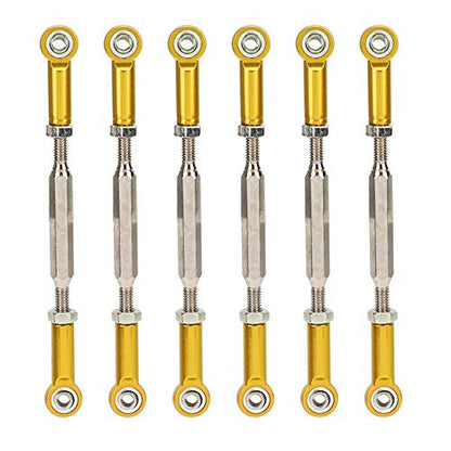RC Car Push Rods, 6Pcs 88mm Aluminum Alloy Adjustable Turnbuckle Rods, Linkage Accessories for RC Car Upgrade Parts, Gold Turnbuckle Rod Linkage for 1/10 RC Crawler - color: Gold