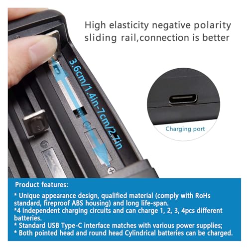 USB Universal Smart Battery Charger for 3.2V LiFePO4 Batteries with 4 Pieces 3.2V LiFePo4 14430 4/5 AA (14 x 43mm) 400mAh Rechargeable Battery