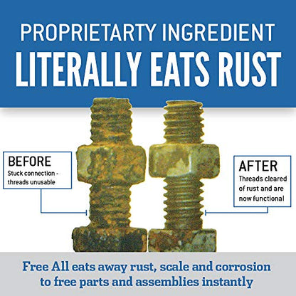 Free All Rust Eater Deep Penetrating Oil, 6 oz Aerosol – Loosens Rusted Bolts, Nuts, Pipe Connections & Locks – Industrial-Grade Rust Remover, Silicone-Free Formula, Safe for Paint & Plastic Surfaces - style: 6 Ounces