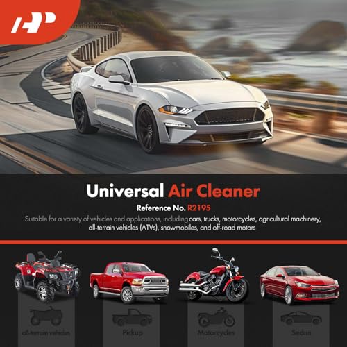 A-Premium Universal Air Cleaner Filter Assembly | 14" x 3", Round Chrome, with Recessed Style Base Air Cleaner