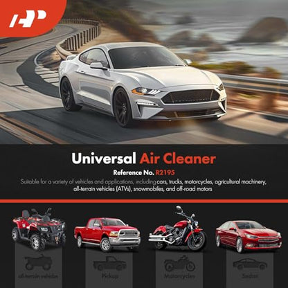 A-Premium Universal Air Cleaner Filter Assembly | 14" x 3", Round Chrome, with Recessed Style Base Air Cleaner