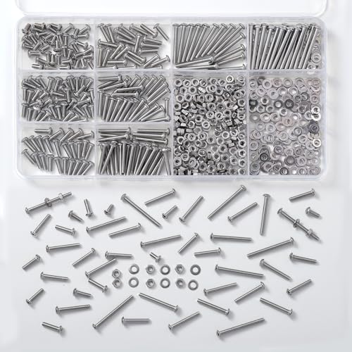 695PCS M3 Bolt Assortment Kit, Hex Socket Button Head Screws Nuts Bolts Washer Assortment Kit 304 Stainless Steel M3 x 6/8/10/12/16/20/25/30mm - size: M3 695PCS Button SS