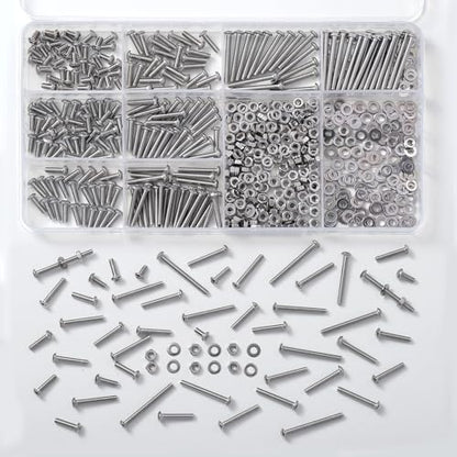 695PCS M3 Bolt Assortment Kit, Hex Socket Button Head Screws Nuts Bolts Washer Assortment Kit 304 Stainless Steel M3 x 6/8/10/12/16/20/25/30mm - size: M3 695PCS Button SS