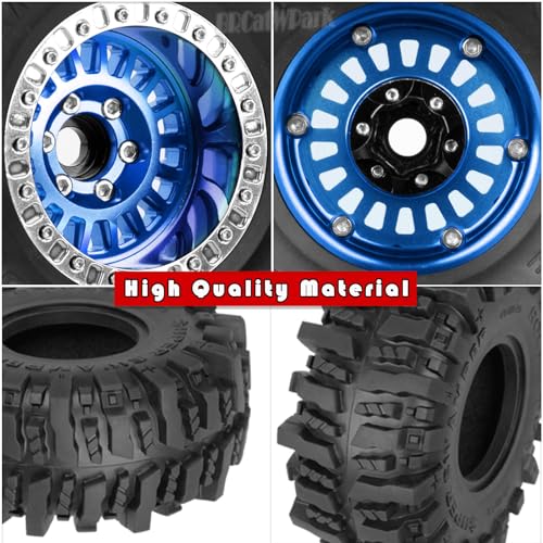 Aluminum RC 1.9 Wheel Tires for 1/10 SCX10 SCX10 II 90046 SCX10 III AXI03007 SCX10 Pro TRX4 TRX6 Gen7/8 D90 VS4-10 MST CFX RC Crawler Car,4pcs RC 1.9 Beadlock Wheel,Navy Blue - color: Navy Blue - (Colorful Tires)