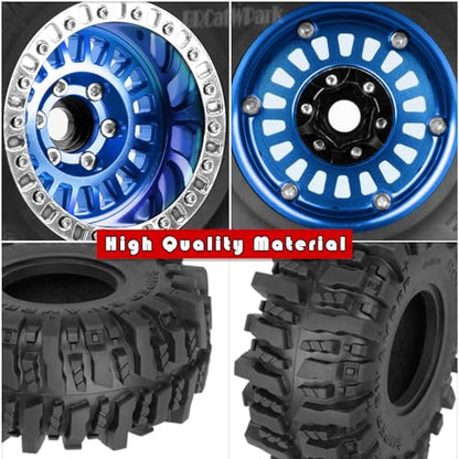 Aluminum RC 1.9 Wheel Tires for 1/10 SCX10 SCX10 II 90046 SCX10 III AXI03007 SCX10 Pro TRX4 TRX6 Gen7/8 D90 VS4-10 MST CFX RC Crawler Car,4pcs RC 1.9 Beadlock Wheel,Navy Blue - color: Navy Blue - (Colorful Tires)
