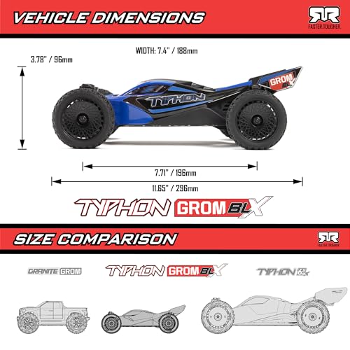 ARRMA Typhon GROM 4X4 223S BLX Brushless RC Buggy, RTR, Blue | Small Scale, DSC, Battery & Charger Included, ARA2306ST2 - color: Blue
