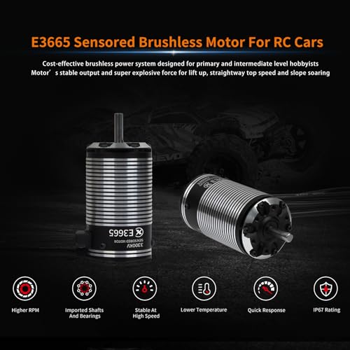 XC E3665 Sensored Brushless Motor for RC Car,2-4S Lipo,IP67 Water Proof,Applicable to:1/10 Short Course,Trucks,Monster (2500KV) - style: 2500KV