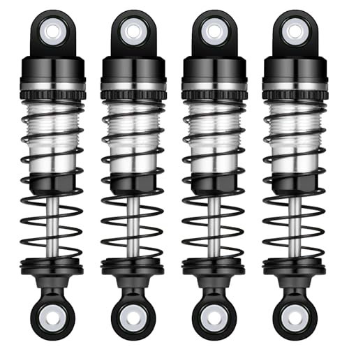 RCLIONS RC Car Shocks 42mm Oil Shock Absorber for FMS 1/18 FCX18 LC80 RC Crawler Car Upgrade Parts (Black) - color: Black