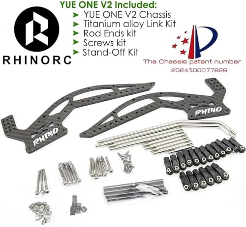RhinoRC YUE ONE V2 Crawler Frame Chassis Kit with Titanium Alloy Link for 1/10 RC Crawler Car Carbon Fiber