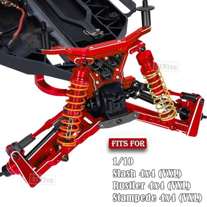 RC Upgrades Part for 1/10 Slash 4x4/Slash 4x4 VXL,Alloy Caster Block,Steering Blocks,Rear Stub Axle Carriers w/4pcs Wheel Hex & Bearings,Red - color: Red - Upgrades Part