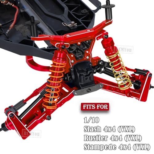 RC Upgrades Part for 1/10 Slash 4x4/Slash 4x4 VXL,Alloy Caster Block,Steering Blocks,Rear Stub Axle Carriers w/4pcs Wheel Hex & Bearings,Red - color: Red - Upgrades Part
