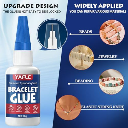 Jewelry Glue for Elastic String, Bracelet Glue for Elastic String 40g | Cyanoacrylate Glues for Jewelry Making, Knot Fixing Drip Adhesive, Plastic Bracelet, Metal and Stone, Bead Charms, DIY Crafts - style: Bracelet Glue
