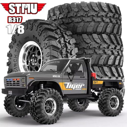 STMU 2.2'' RC Rubber Crawler Rock Tires OD 136mm/5.3'' with Foam Insert for 1/8 1/10 RC Crawler Car SCX10 TRX4 TRX6 GEN7/8 2.2'' Beadlock Rims (Black)