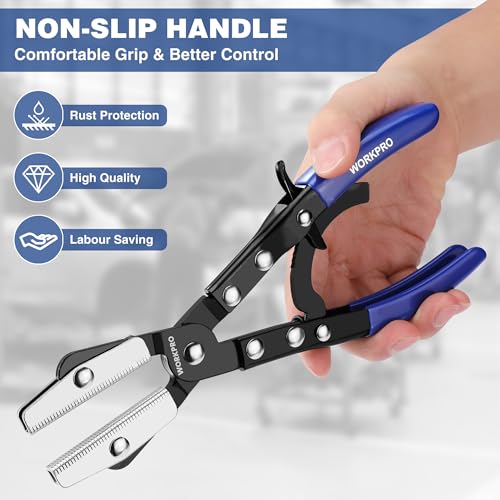 WORKPRO 10" Ratcheting Hose Pinch Off Pliers, Locking Hose Pinch Pliers | for Automotive Hose Lines, Radiator Lines, Fuel Lines, Coolant Lines - color: Blue