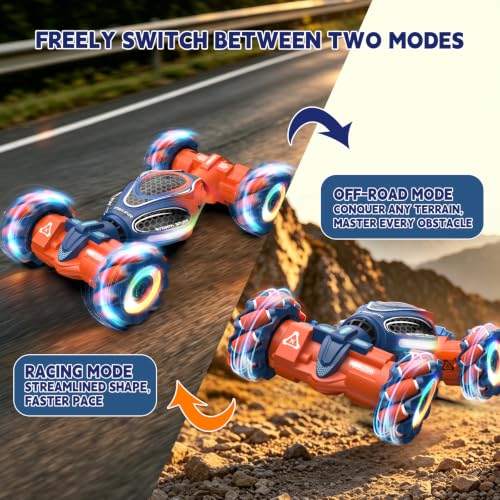 Remote Control Car - RC Drift Car Gesture Sensing Toy Boy Age 6-8-12 Gifts | Gesture Sensing RC Stunt Car for Kids Toys 6 7 8 9 10 11 12 Year Old Boy Birthday Christmas Presents with Lights Music - color: Orange