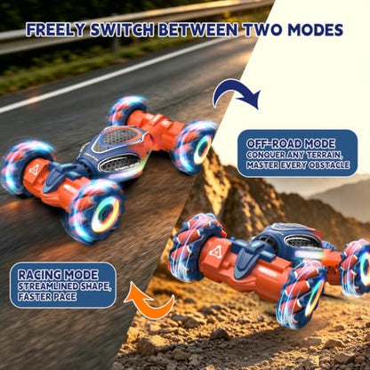 Remote Control Car - RC Drift Car Gesture Sensing Toy Boy Age 6-8-12 Gifts | Gesture Sensing RC Stunt Car for Kids Toys 6 7 8 9 10 11 12 Year Old Boy Birthday Christmas Presents with Lights Music - color: Orange