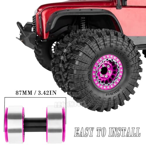 RC 1.9 Dually Beadlock Wheels Rims w/Adjustable Offset for 1/10 TRX4 TRX6 SCX10 SCX10 II 90046 SCX10 III AXI03007 SCX10 Pro Gen7/8 D90 VS4-10 MST CFX RC Crawler Car,4Pcs Alloy Rims,Pink - color: Pink - (Wheels Rims)
