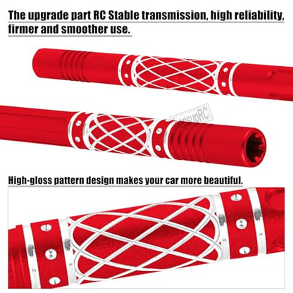 Upgrades Part Aluminum Center Slider Driveshafts Center Drive Shaft for 1/10 Kraton&Outcast 4X4 4S V2 BLX,Axles CVD Hops Up(Red) - color: Red(for 1/10)