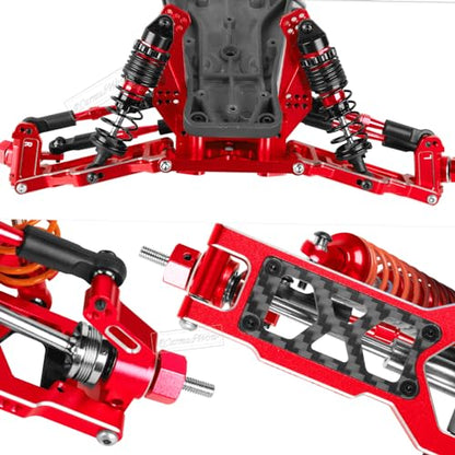 RC Upgrades Part for 1/10 Slash 2WD,Slash 2WD VXL,Alloy Aluminum Front Rear Suspension Arms,Front Steering Block,Rear Stub Axle Carriers,Left Right Caster Blocks,Red - size: Red(caster block set&arms)