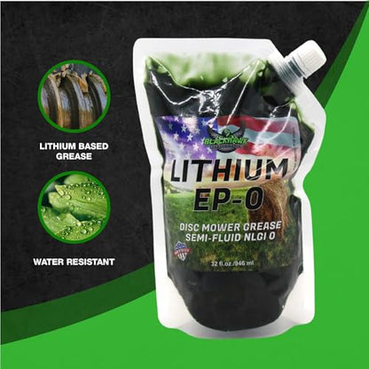 Lithium EP0 Grease, 32 oz EZ Squeeze Pouch (12pk) | Used for Disc Mowers, Gear Boxes, Auger and Mixer Drives, Cutter Bars, and more, Made in USA - size: EP0 (12)