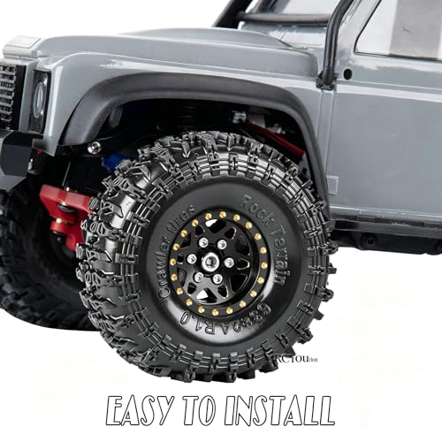 RC 1.0 Beadlock Wheel Rims for 1/24 SCX24 1/18 Trx4m RC Crawler Car,(4PCS) Full Brass RC Beadlock Wheel Rims,1.0 Beadlock Wheel Rims Set