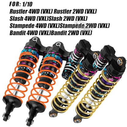 Upgrades Part Front Rear Assembled Full Metal Shocks Aluminum Big Bore RC Shocks Absorber Damper for 1/10 Slash/Rustler/Stampede/Bandit 4X4 4WD 2WD(VXL).colour(4PCS) - color: colour(4PCS)