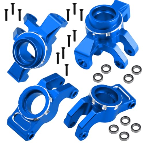 Aluminum Alloy Front Steering Block Knuckles,Rear C-Hubs Upgrade Parts for Arrma 1/14 Typhon Grom 1/18 Granite Grom (Blue) - color: Blue