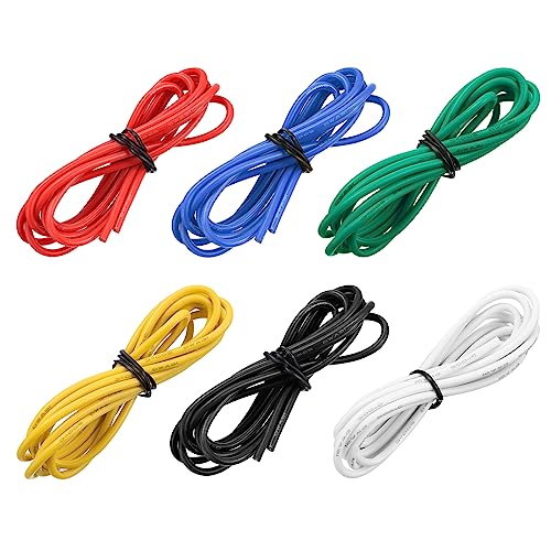 MECCANIXITY 16 Gauge Wire Silicone Wire 16AWG Electrical Wire Stranded Wire Tinned Copper Wire High Temp Hookup Wire 6 Color 1.5m/4.92ft for Car Model Electric Appliances 6pcs - size: 16AWG, 4.92ft