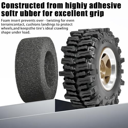 1.3" RC Beadlock Wheel Tires Set 64x26mm for SCX24 TRX4M, Bronze (4PCS) | Upgraded 1.45-inch Wheel for 1/24 SCX24 AX24 FCX24 1/18 TRX4M FMS RC Crawler Car Upgrade - color: Bronze