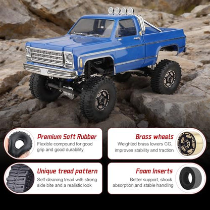 HobbyPark Brass 1.0 Beadlock Wheels & Tires for 1/18 TRX4M Upgrades Parts 1/18 SCX24 1/24 RC Crawler Replacement, Set of 4 (Type C) - style: Type C