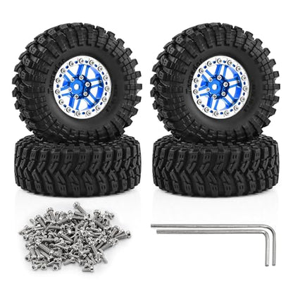 1.3" Wheels and Tires 70mm (2.76in) for SCX24 TRX4M 1/18 1/24 RC Crawler Upgrade Parts (Blue, 4Pcs) - color: blue-3