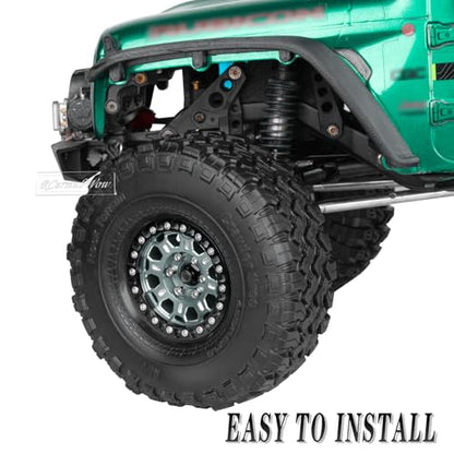 RC 1.9 Beadlock Tires 1.9 Wheels and Tires for 1/10 RC Crawler,TRX6 TRX4 AX103007 SCX10 90046 D90 Gen7 8 MST VS4-10,Aluminium Alloy 1.9 RC Wheel Rims & Rubber Tyre,Titanium - color: Titanium(4pcs)
