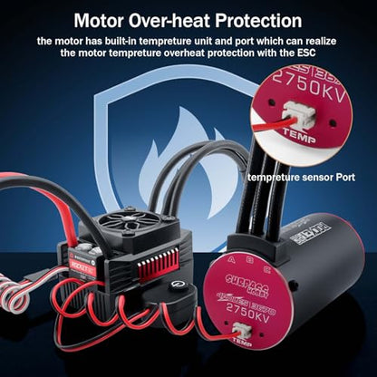 Surpass Hobby 3670 & 110A ESC Brushless Motor and ESC Combo for RC Car 2-3S Lipo IP67 Waterproof Applicable to 1/10 Short Course,Trucks,Monster(2750kv)