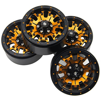 ShareGoo Metal 1.9inch Beadlock Wheel Rims 12mm Hex Hubs 10-Spoke Compatible with Traxxas TRX4 Axial SCX10 RC4WD D90 D110 Tamiya CC01 MST Redcat Gen8 1/10 RC Crawler Car (Yellow) - color: Yellow