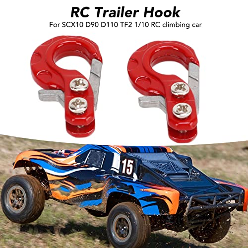 RC Winch Trailer Hook Set 2Pcs, 0.9x0.5in/2.3x1.3cm | Aluminum Alloy | 1/10 Crawler Truck | SCX10 D90 Compatible | Simulation Design | RC Car Accessory(Red) - color: Red