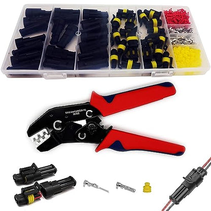 20 Kit 2 Pin Connector Automotive Waterproof 2 Wire Connector with Crimper | Twippo 22-16 AWG Two Pin Male Female Electrical Wire Connectors Kit Quick Disconnect Plug Terminals with Crimping Tool - color: 2pin/20kit With Crimper