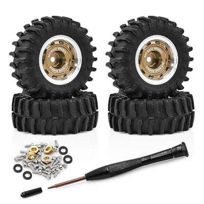 0.7" Aluminum Beadlock Wheels and Tires Set for 1/30 Axial SCX30 RC Crawler – Upgrade Parts (Bronze-299) - color: Bronze-299