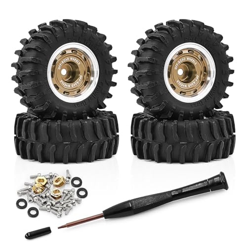 0.7" Aluminum Beadlock Wheels and Tires Set for 1/30 Axial SCX30 RC Crawler – Upgrade Parts (Bronze-299) - color: Bronze-299
