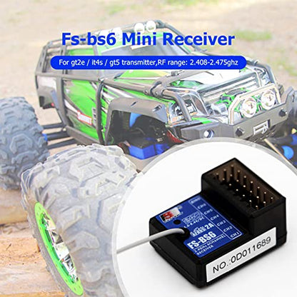 HTLNUZD Flysky FS-GT5 Radio Transmitter & FS BS6 Gyro Receiver, 6 Channels 2.4Ghz for Remote Control RC Car Crawler Boat with ABS Setting, AFHDS 2A, 4 Climbing Mode