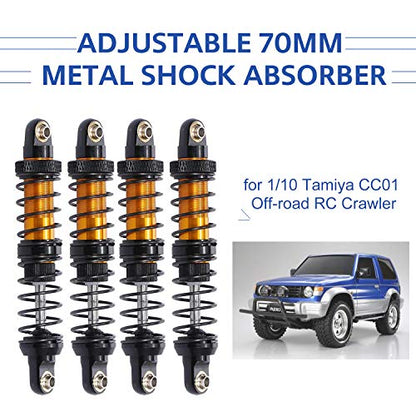 GoolRC 4pcs 70mm Metal Shock Absorber Damper Adjustable for 1/10 Tamiya CC01 RC Crawler Off-road Car - size: 70mm