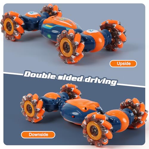 Gesture Sensing RC Stunt Car - Boys Girls Toys Age 6-8-12, 4WD Hand Controlled Remote Control Twist Car with Light & Music,Cool Birthday presents and Ideas Gifts for Kids Age 6 7 8 9 10 11 12 YearsOld | with Light & Music, Boys Girls Toys Age 6-8-12，Cool