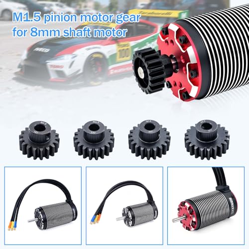 M1.5 Pinion Gear 18T 19T 20T 21T 8mm Shaft Steel Motor Gear Set for 1/5 1/6 1/7 1/8 1/10 Tra-xxas Arrma HSP HPI AXIAL LOSI RC Car Brushed Brushless Motor - size: 18T 19T 20T 21T