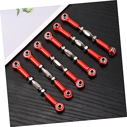 KOMBIUDA 6pcs Rc Car Rod Linkage Kit Aluminum Turnbuckles CNC Milled Easy to Install for Scale Rc Car Parts - color: Red
