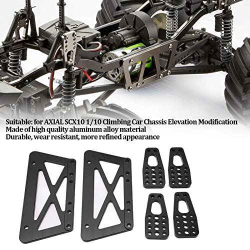 RC Chassis Lift Plate Set, Aluminum Alloy Chassis Lift Plate Assembly for Axial SCX10 1/10 RC Model Car Parts (Black