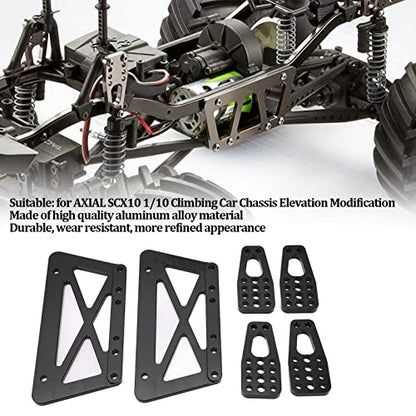 RC Chassis Lift Plate Set, Aluminum Alloy Chassis Lift Plate Assembly for Axial SCX10 1/10 RC Model Car Parts (Black