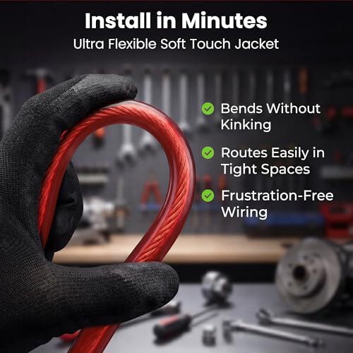 GEARit 0 Gauge Amp Wiring Kit, 1/0 CCA Battery Cable 25 ft Black/Red, Battery Terminal Crimper, Cutter, Lugs & Heat Shrink for Car Audio - color: Black/Red, size: 25ft Each (5-in-1 Kit)