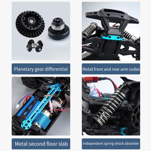 X-Verse 16101 1/16 Fast RC Cars for Adults, Max 38 mph Carbon Brush Motor Remote Control Car All Terrain RC Truggy Waterproof Off Road Truck - 3 Battery(Purple)