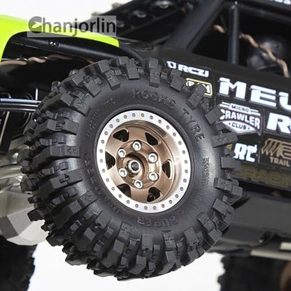 1/24 1/18 RC Crawler Tires and Beadlock Wheels Rims Offset -2.5mm 1.0 Super Soft Sticky Mud Terrain Rock Tyres OD 55mm For 1:24 1:18 Car Axial SCX24 FMS AX24 FCX18 FCX24 TRX4M 4Pcs (Bronze) - color: Bronze