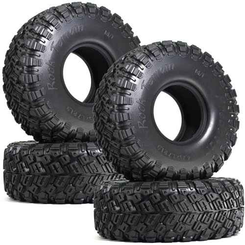 1.9" Crawler Tires 120 * 43mm V-Groove Tread Rock Terrain Climbing Tires for 1/10 Axial SCX10, TRX4, Redcat Gen8, FCX10, UTB18 RC Crawler Car Off-Road Tire(4-Pack) - size: LH Tire-1.9