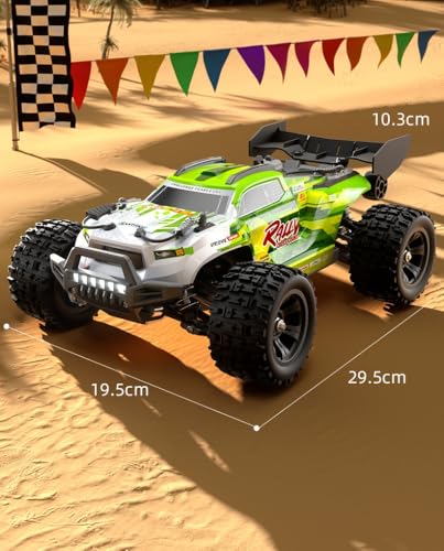 SCY 1:18 Brushless RC Car 4WD – 60km/h High-Speed All-Terrain Off-Road Monster Truck with LED Lights, Metal Gears, Rechargeable Battery, Full-Scale Remote Control for Adults (Green)